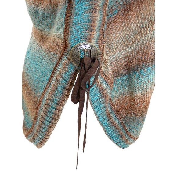 Telluride Blue Brown Striped Sweater Size L Boho Western Cozy Rustic Knit Top - Picture 6 of 7